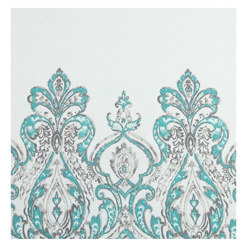 Damask Border Shower Curtain with Liner Teal - Hookless