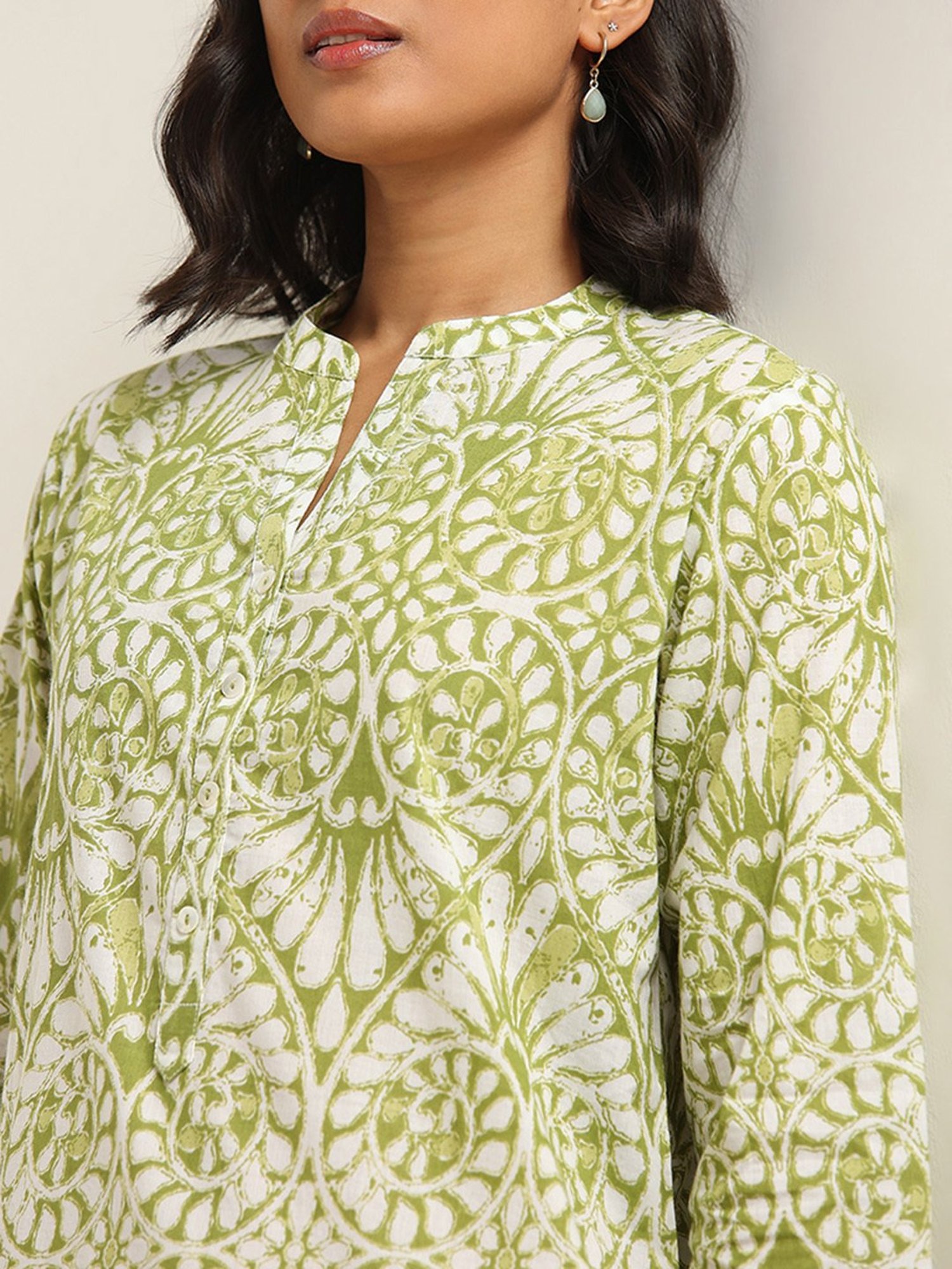 Utsa by Westside Green Straight Fit Printed Kurta