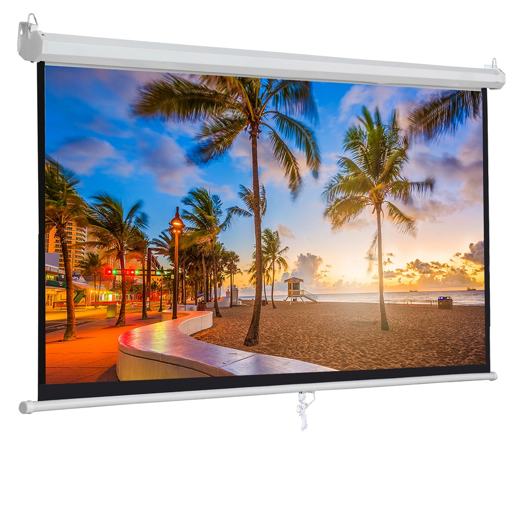 100" Diagonal 16:9 Projection Projector Screen HD Manual Pull Down Home Theater