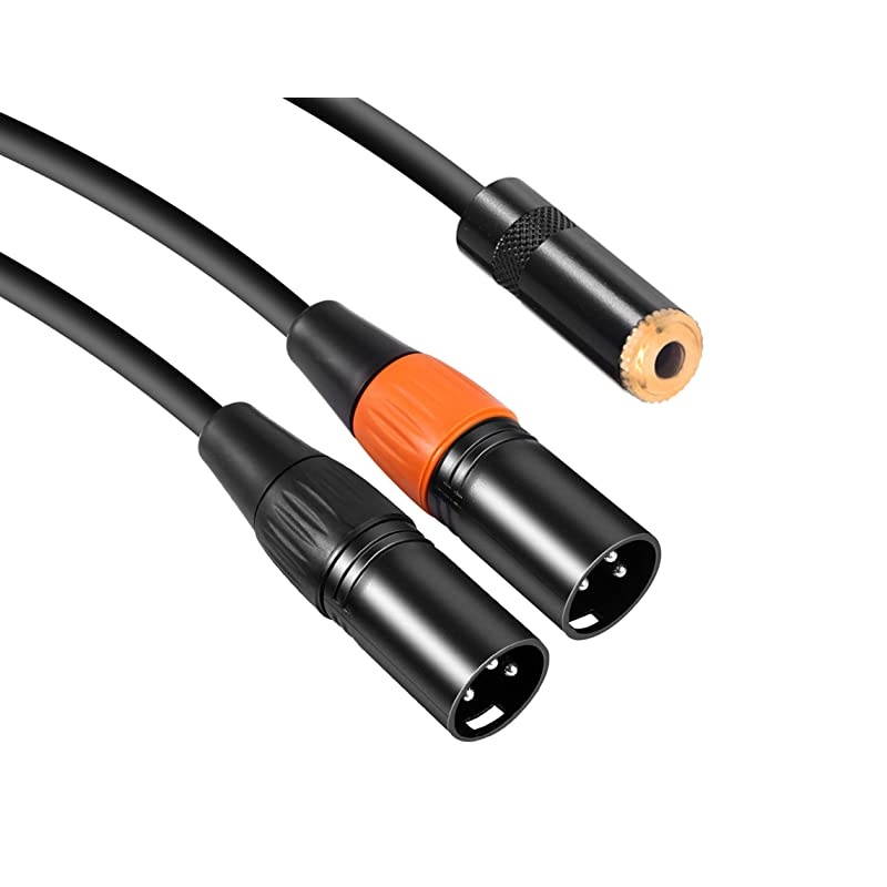 18 Female to Dual XLR Stereo Cable Balanced Dual XLR Male to 35mm Female Short Cord Mini Jack Female to 2 XLR y Cable 1 feet 30cm
