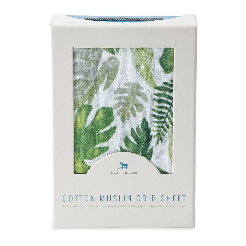 Little Unicorn Cotton Muslin Fitted Crib Sheet - Tropical Leaf
