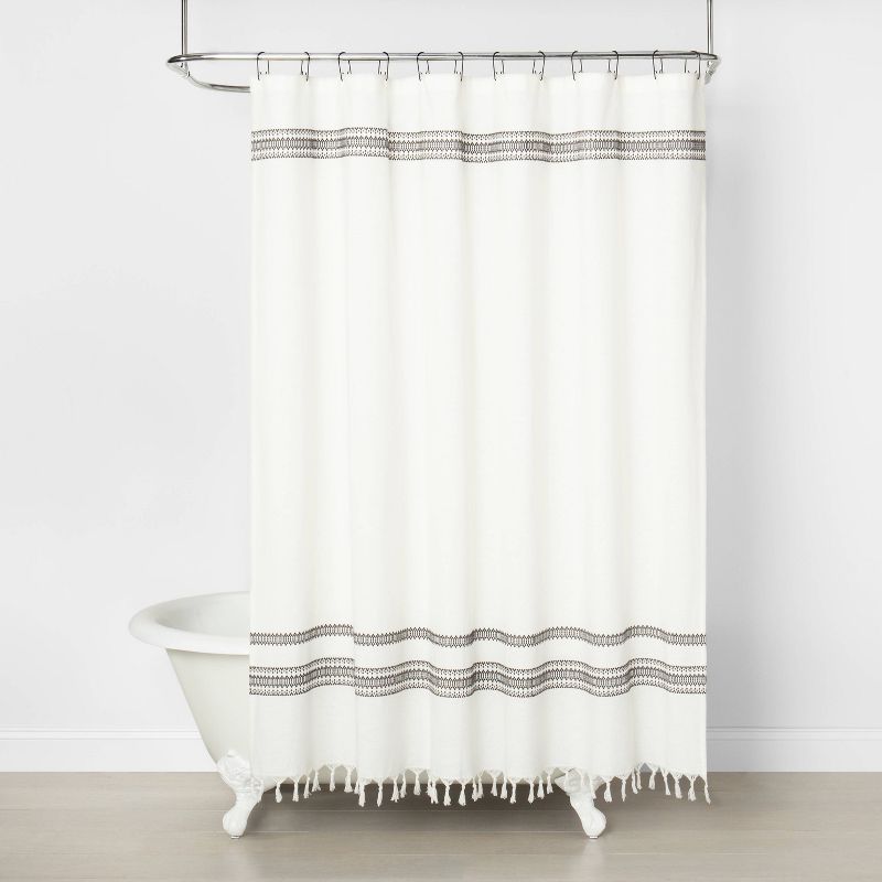 Embroidered Shower Curtain Railroad Gray - Hearth & Hand™ with Magnolia