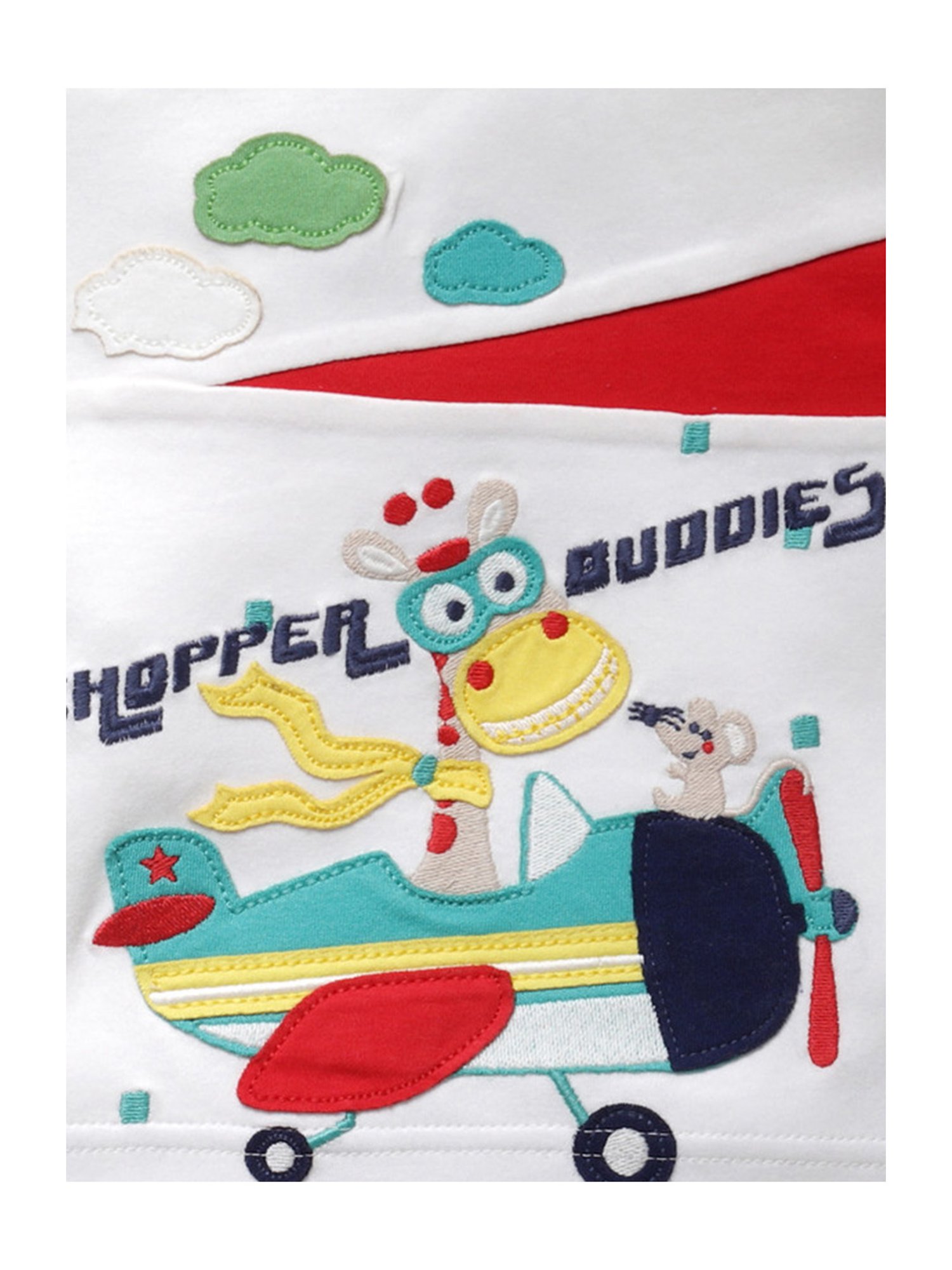 Pranava Boys White Cotton Patch Work T-Shirt