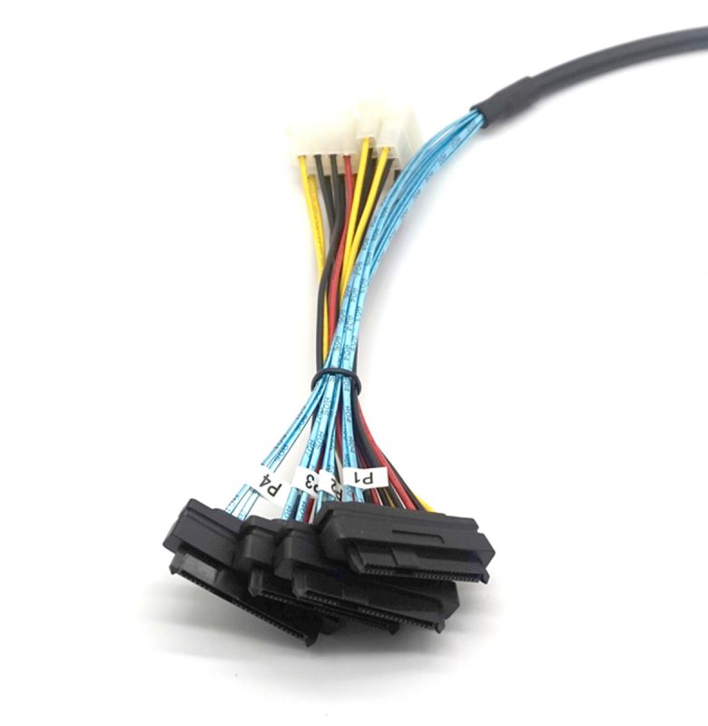 Weastlinks Mini SAS 4x Mini SAS26P SFF-8088 to 4 SFF 8482 SAS29P Power Cable