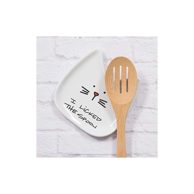 Blobby Cat, Cat Spoon Rest"I Licked the Spoon", 5", White