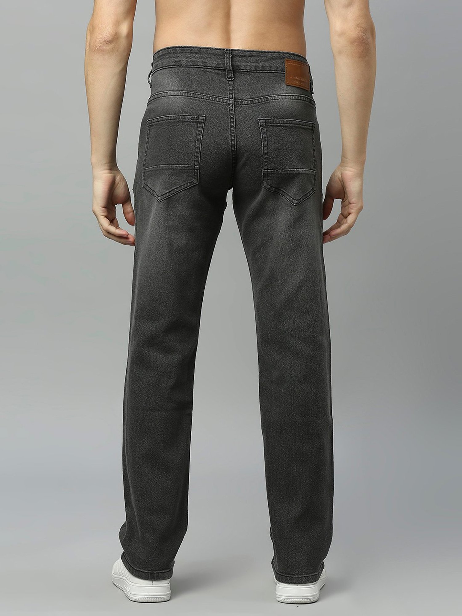 Thomas Scott Charcoal Regular Fit Lightly Washed Jeans