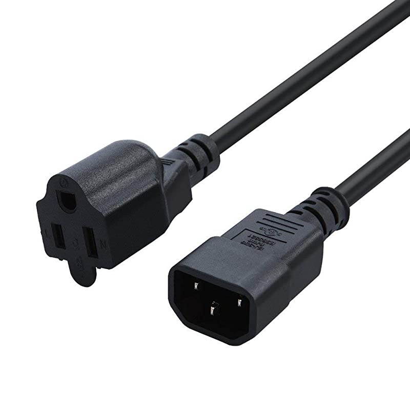 2Pack 3 Feet 18AWG Standard Computer Power Adapter Cord NEMA 515R to IEC320 C14 09M Black