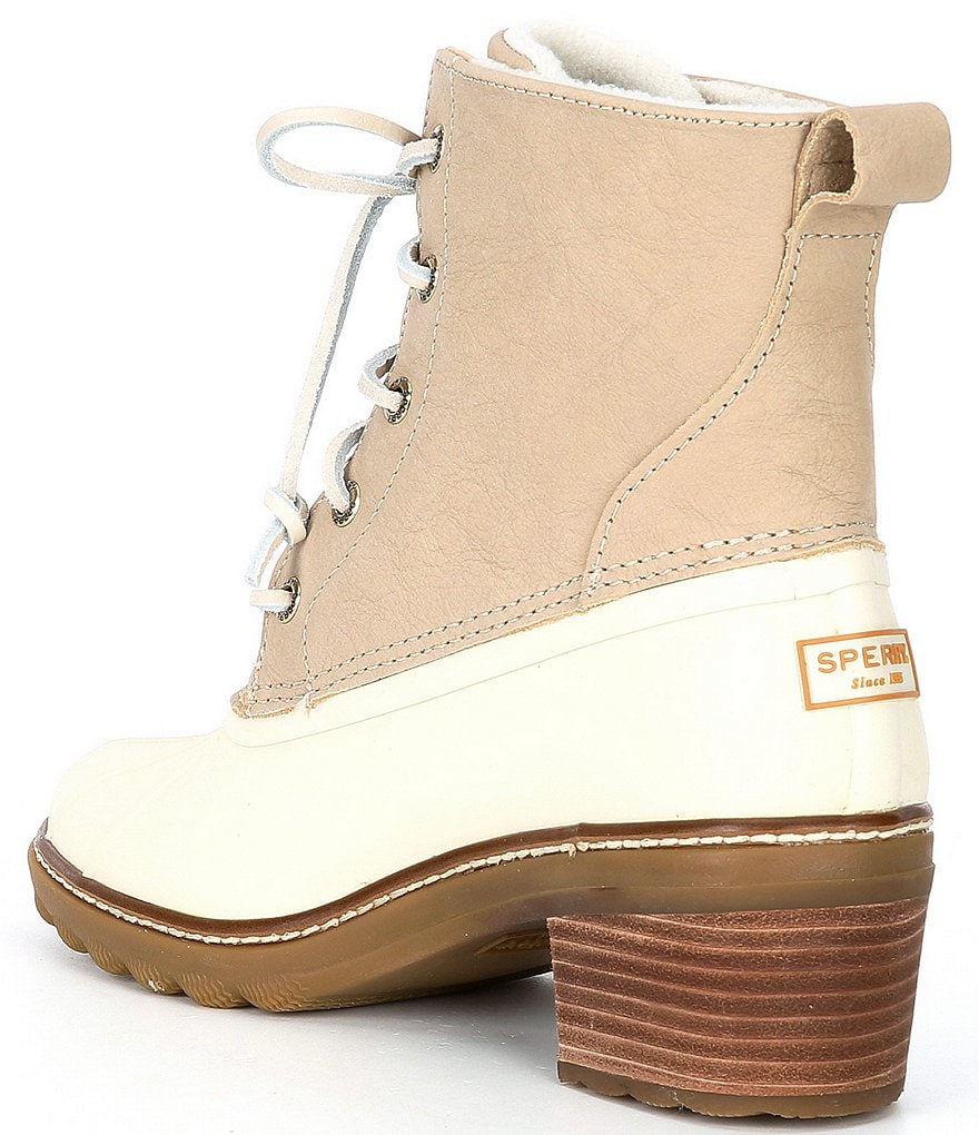 Sperry Saltwater Leather Lace-Up Block Heel Rain Booties
