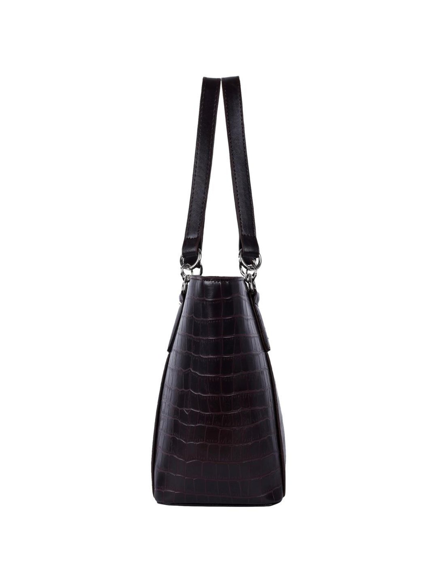 Lino Perros Brown Synthetic Textured Tote Handbag