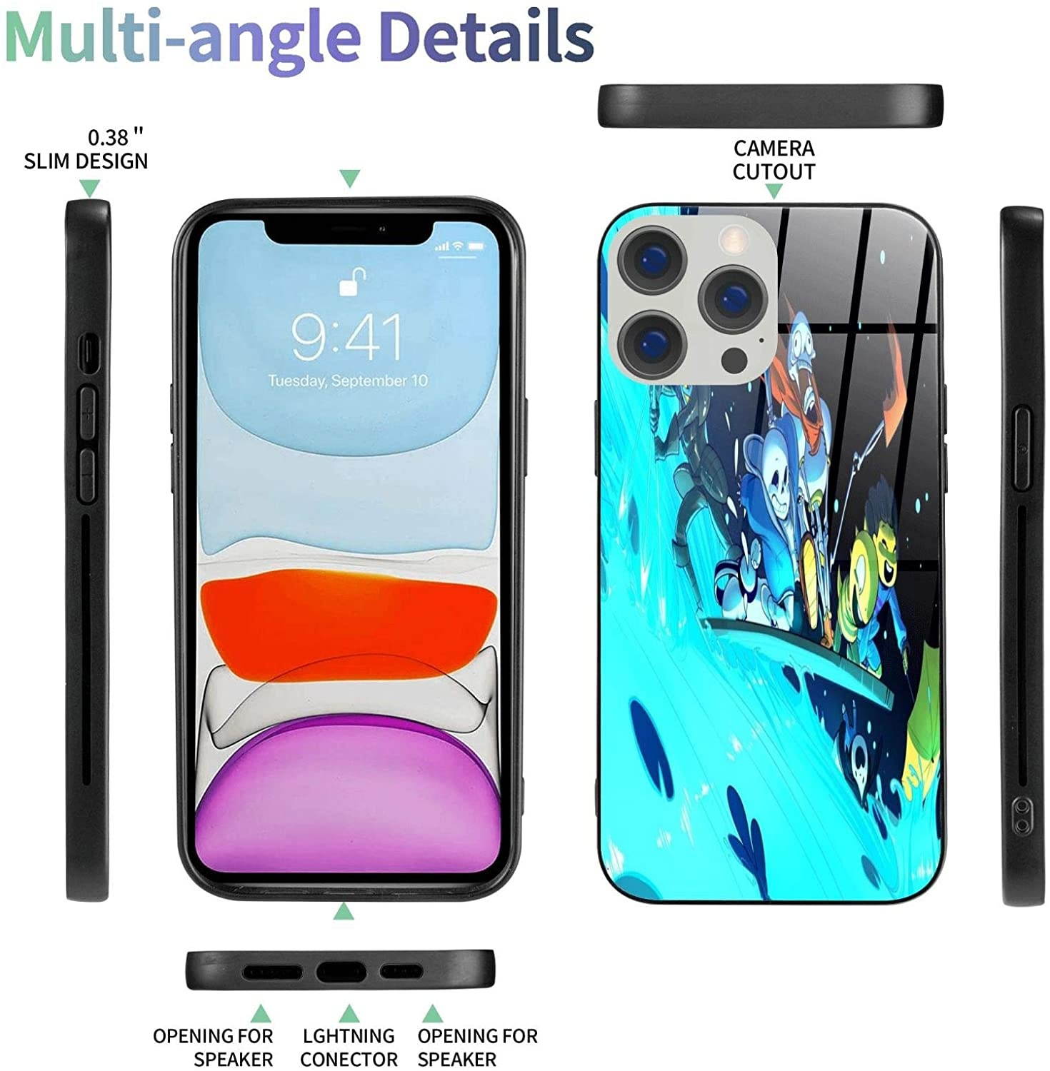 Undertale Sans Compatible with iPhone 12 Series Case Protective Shockproof Slim Soft TPU + Glass IP12-6.1