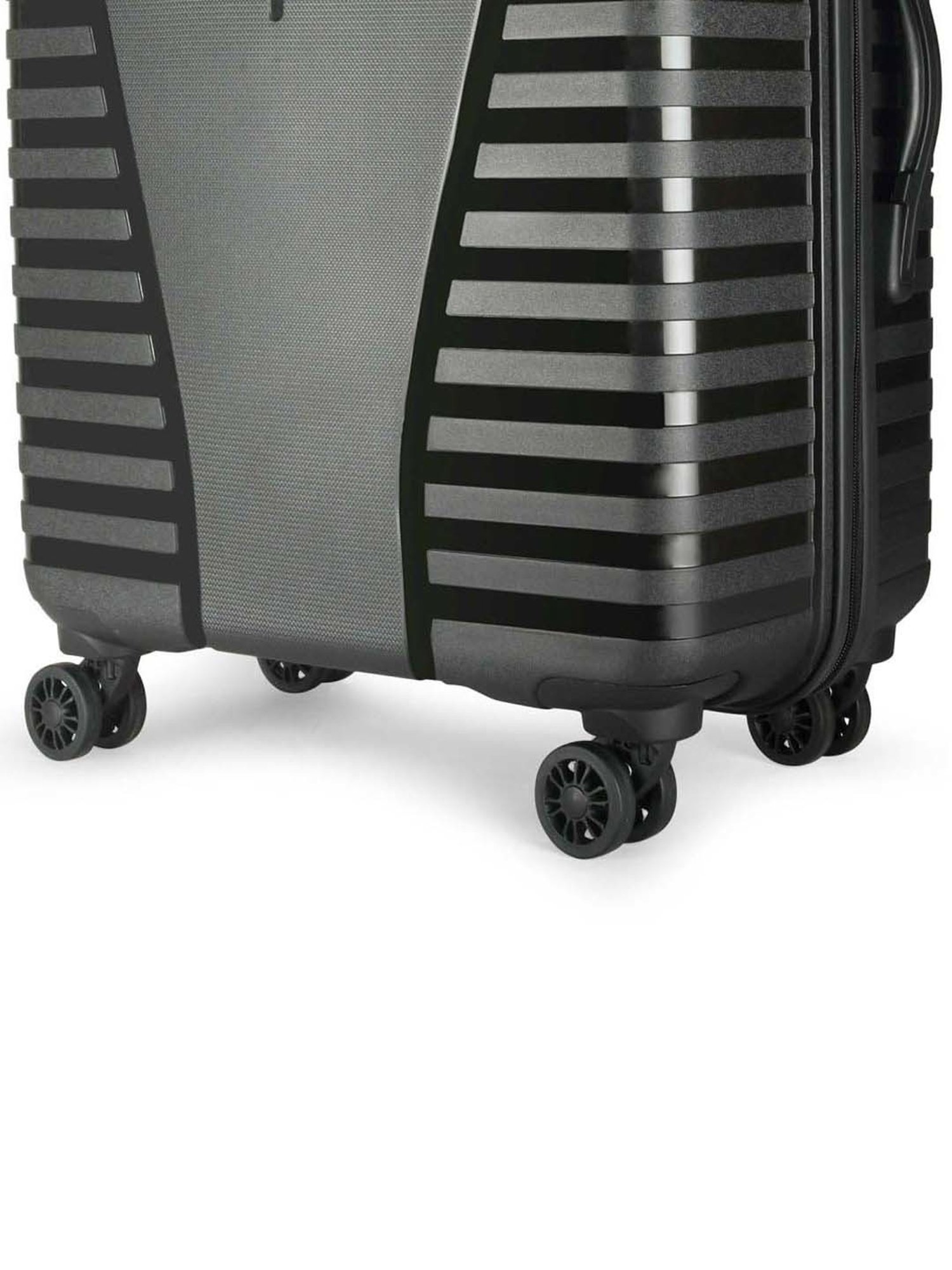 Aristocrat Quest Jet Black Textured Hard Medium Trolley Bag - 47 cm