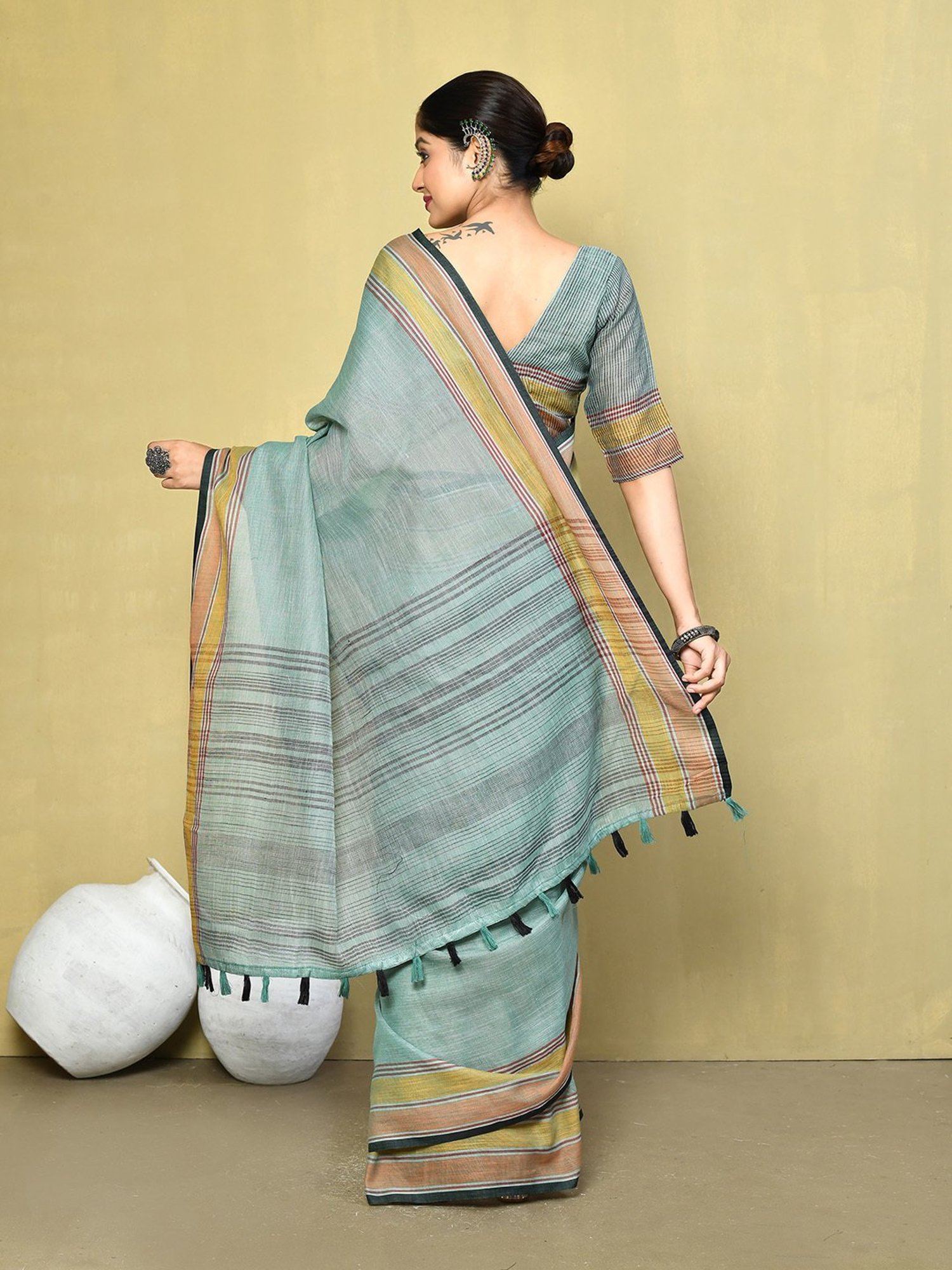 Unnati Silks Red Silk Printed Saree With Unstitched Blouse