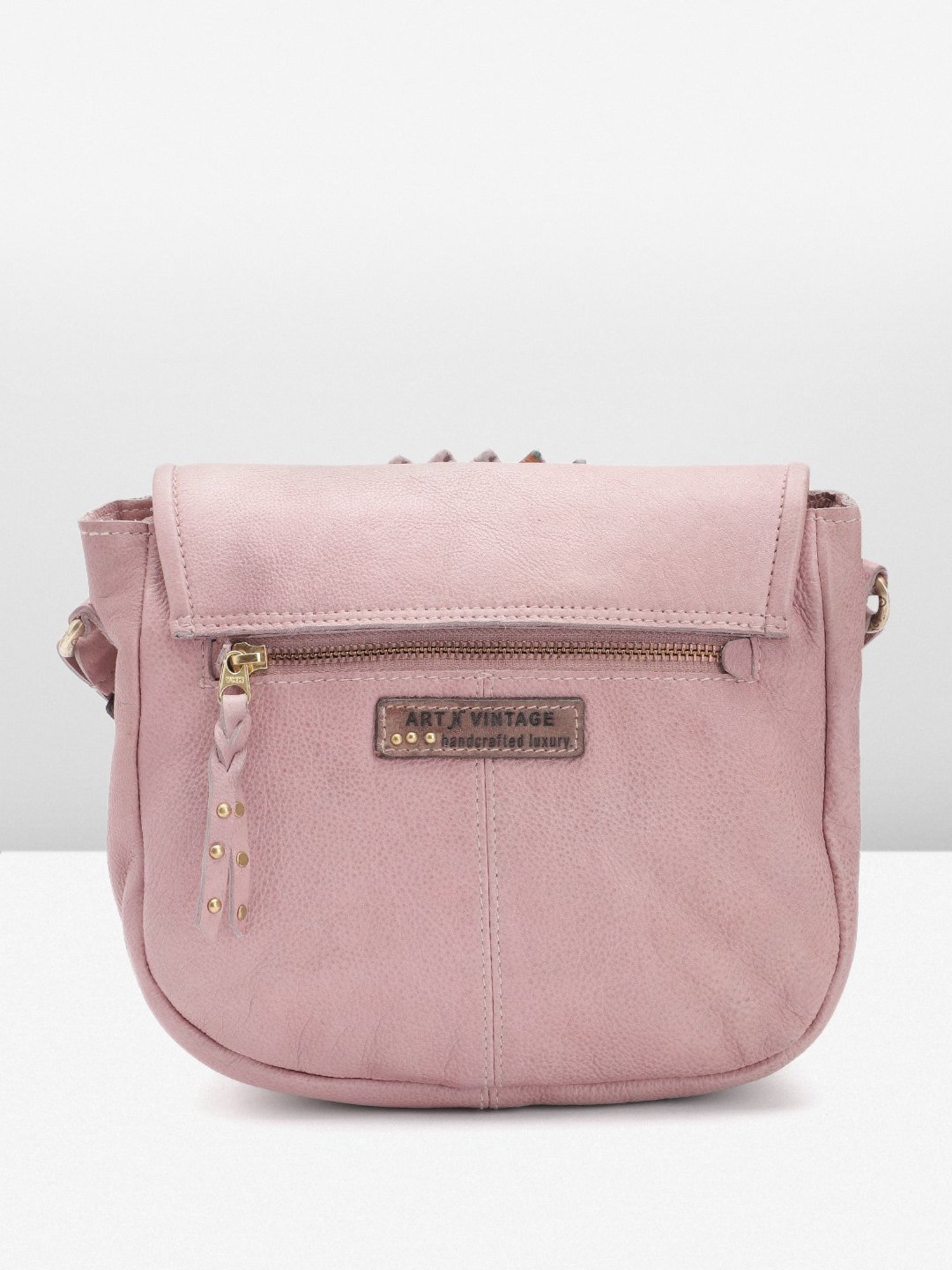 Art N Vintage Glory Rose Pink Leather Textured Medium Sling Handbag