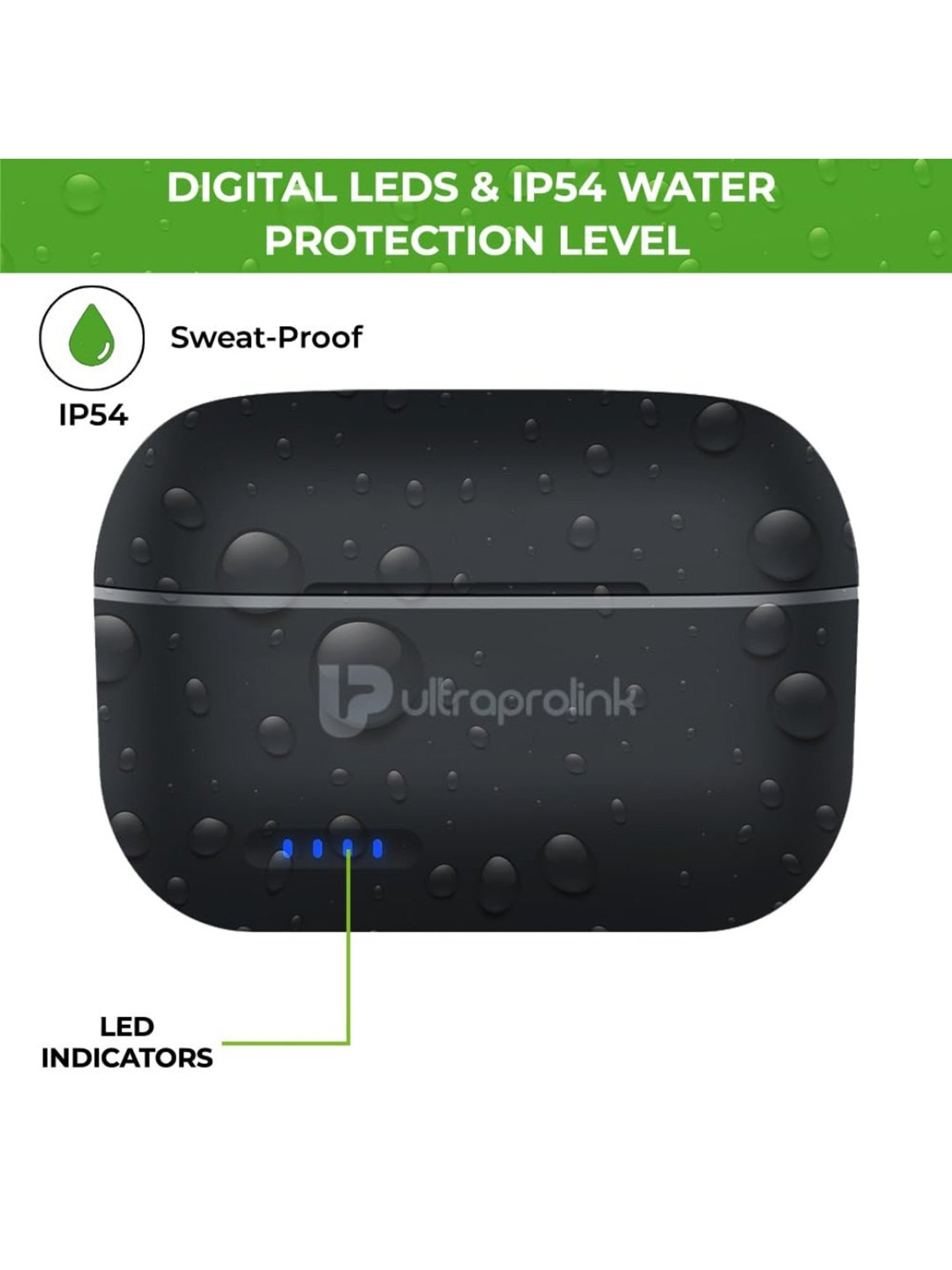 ULTRAPROLINK UM1145 Bluetooth Earbuds with AI ENC Quad Mic & 16H Playtime (Black, True Wireless)