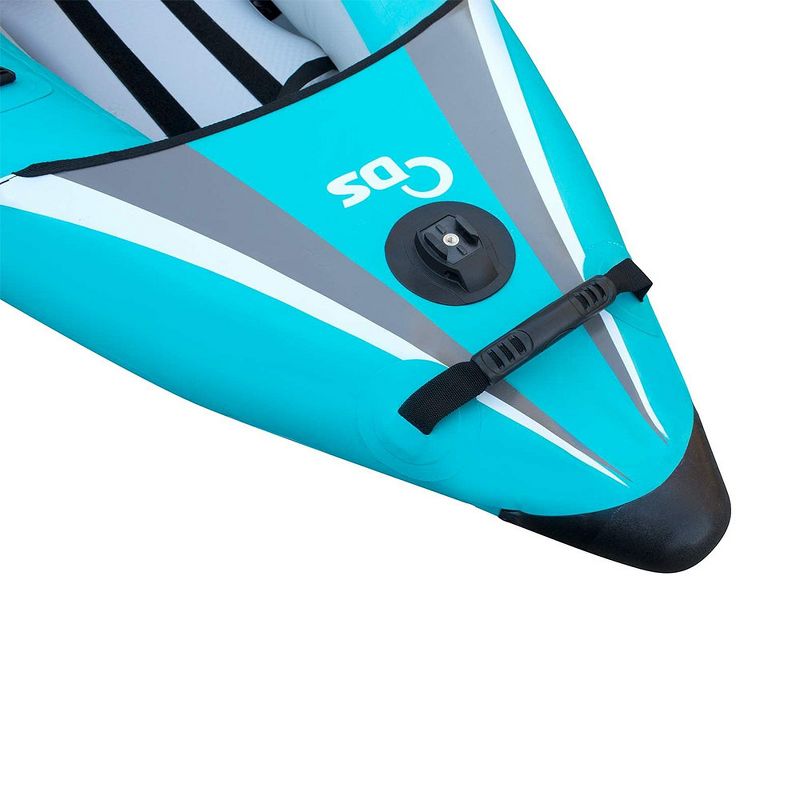 Driftsun Rover 220 Inflatable 2 Person Tandem Boat and Sport Whitewater Kayak with 2 Aluminum Paddles for Lake, River, or Pond, Blue