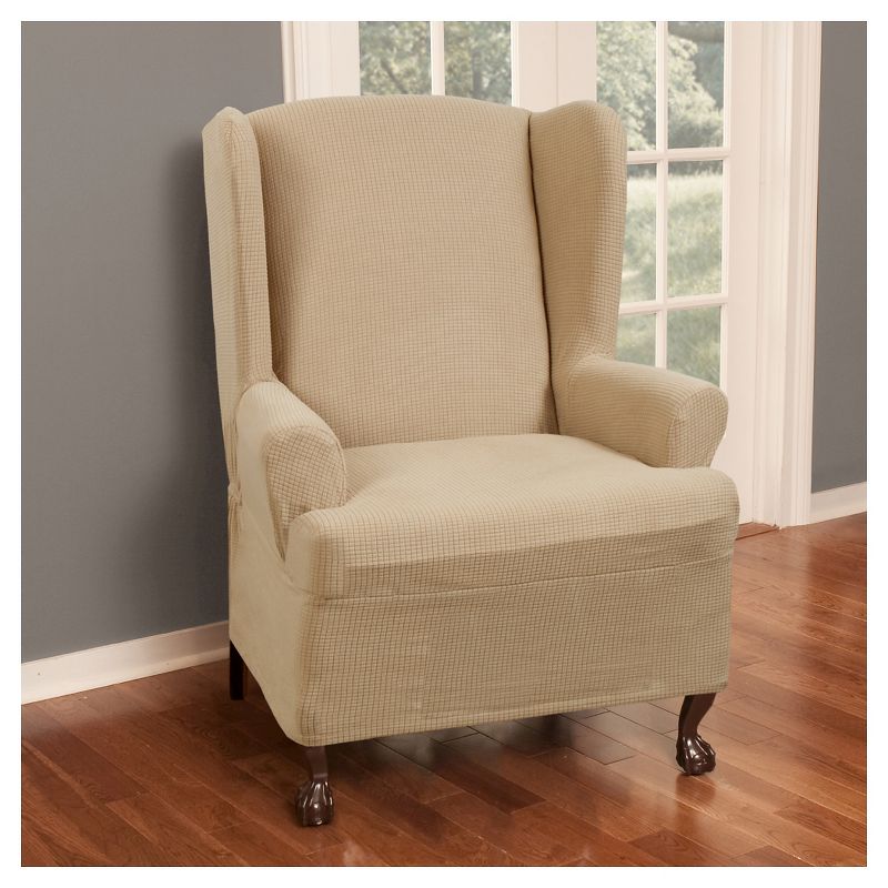 2pc Reeves Chair Stretch Slipcover Natural - Zenna Home