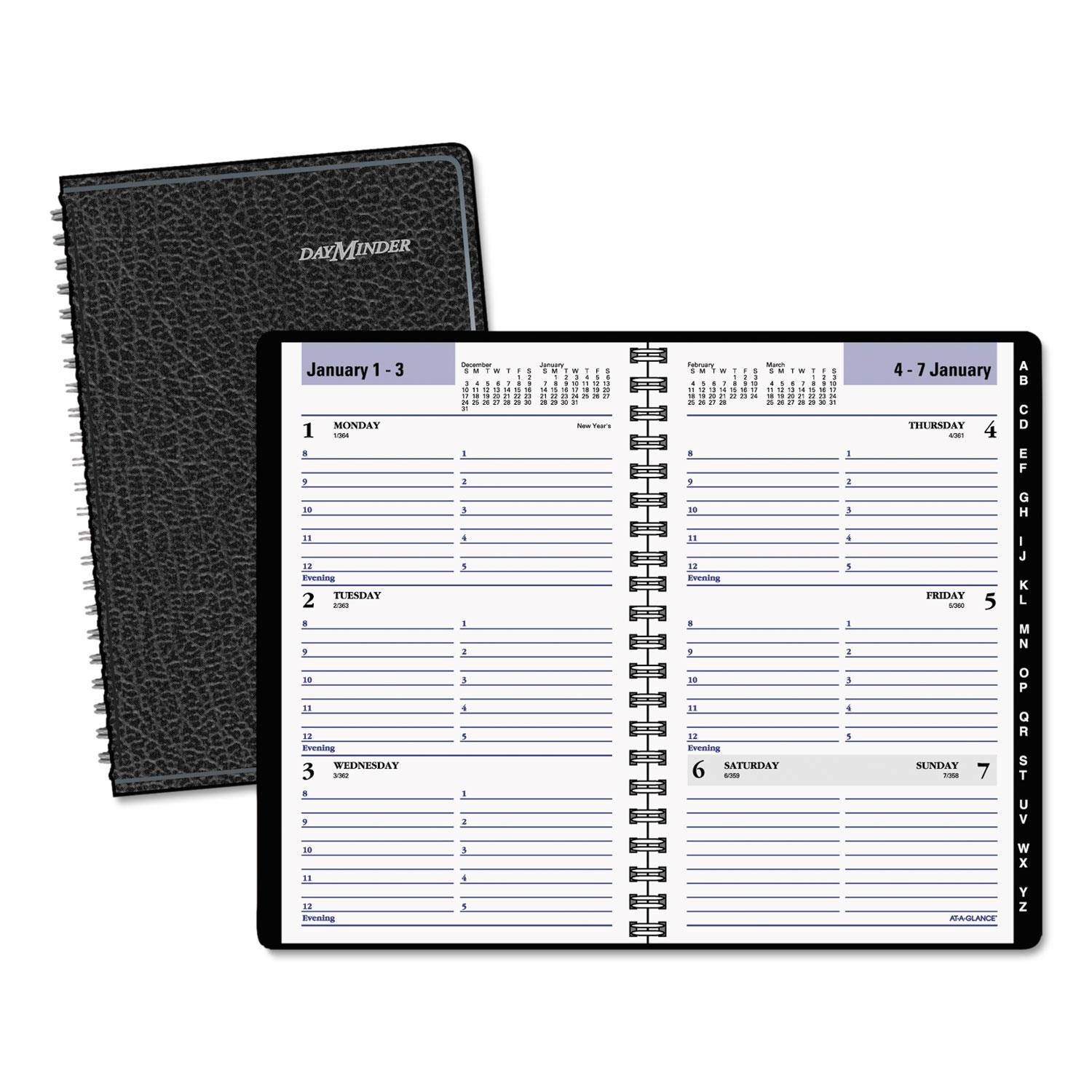 AT-A-GLANCE G210-00 Block Format Weekly Appointment Book W/Contacts Section, 4 7/8 X 8, Black, 2017