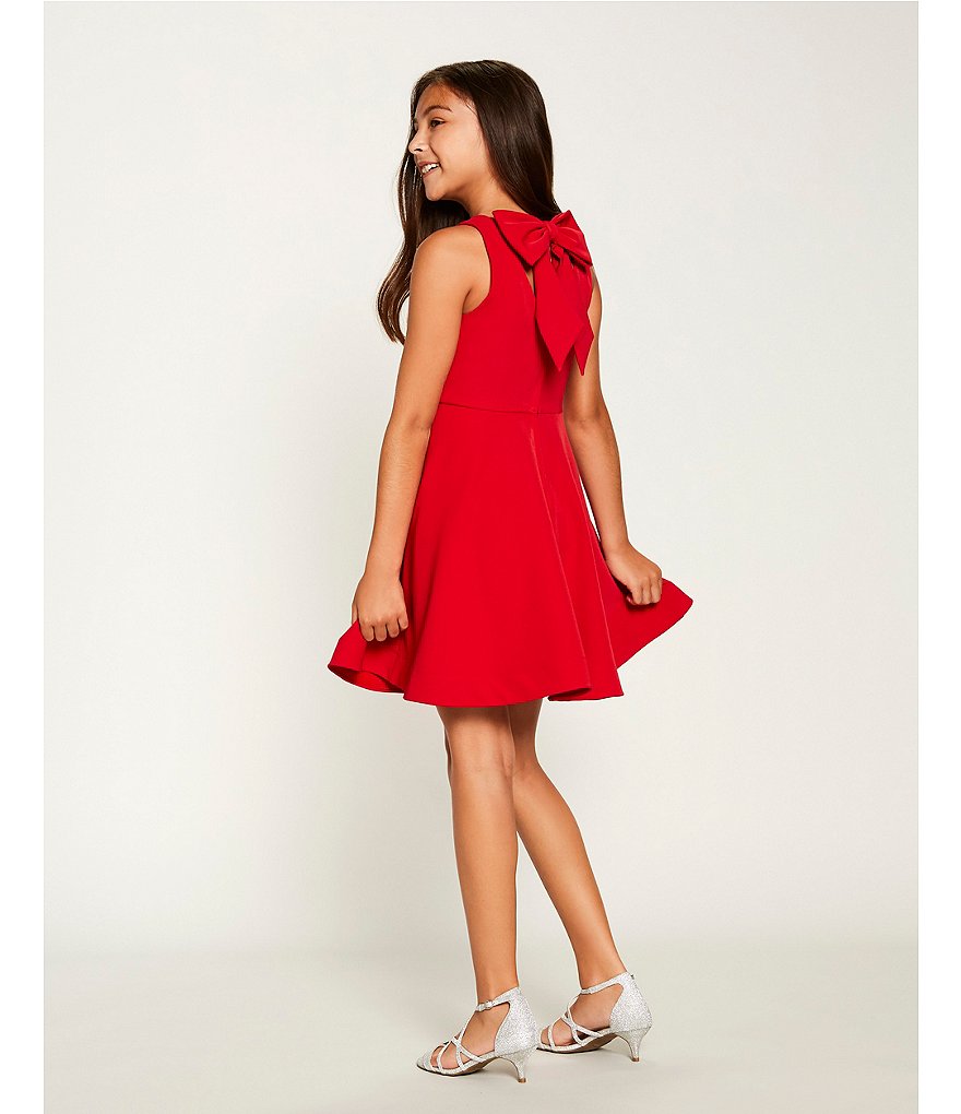 Rare Editions Big Girls 7-16 Sleeveless Bow-Back Fit-And-Flare Dress