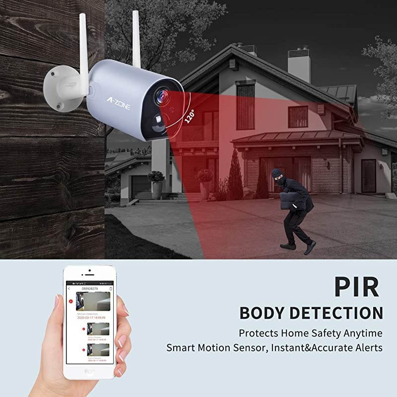 Powered Outdoor Security Camera Wireless Home Security Camera WiFi Camera Surveillance Camera 10400mAh Rechargeable Solar Power 1080P Night Vision Waterproof PIR Motion Detection 2Way Audio