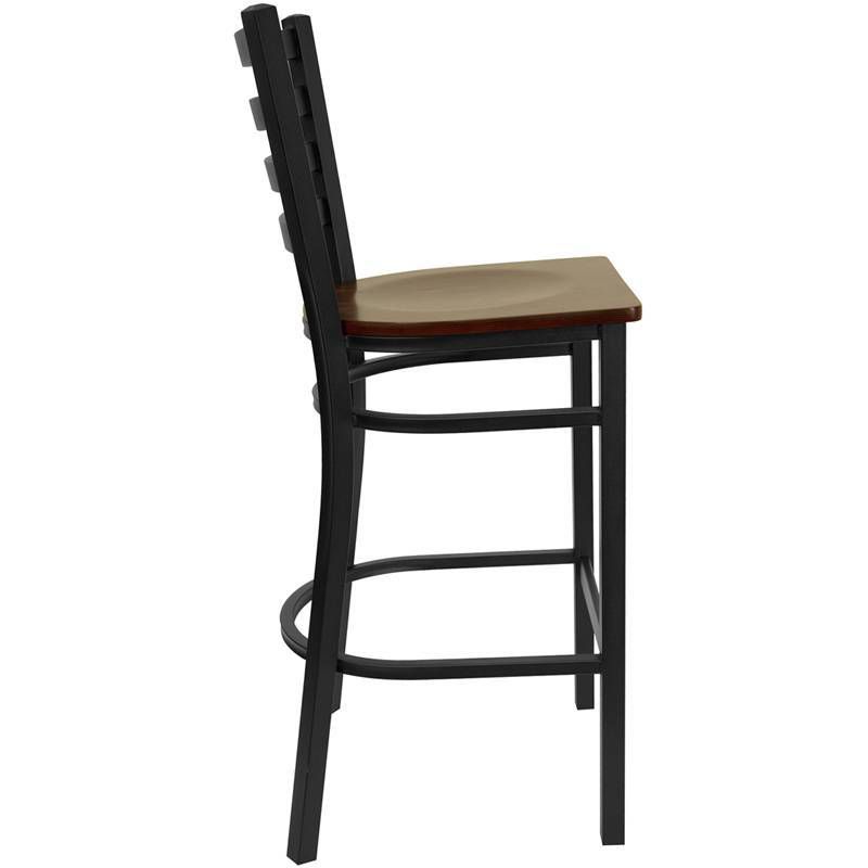 Ladder Barstool Saddle Seat Black - Riverstone Furniture Collection