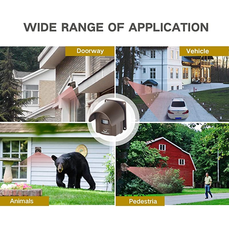 Mile Hosmart Rechargable Driveway Alarm Wireless Sensor System Driveway Sensor Alert System Weatherproof Security Outdoor Motion Sensor Detector