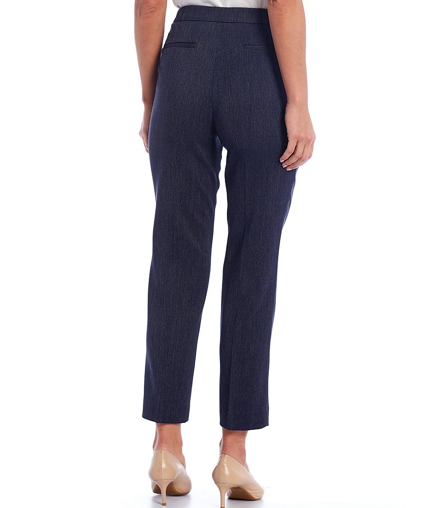 Kasper Elastic Back Waist Two Way Stretch Denim Straight-Leg Pants