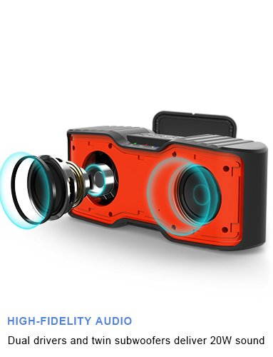 AOMAIS Sport II Portable Wireless Bluetooth Speakers 4.0 Waterproof IPX7, 20W Bass Sound, Stereo Pairing, Durable Design Backyard, Outdoors, Travel, Pool, Home Party (Orange)