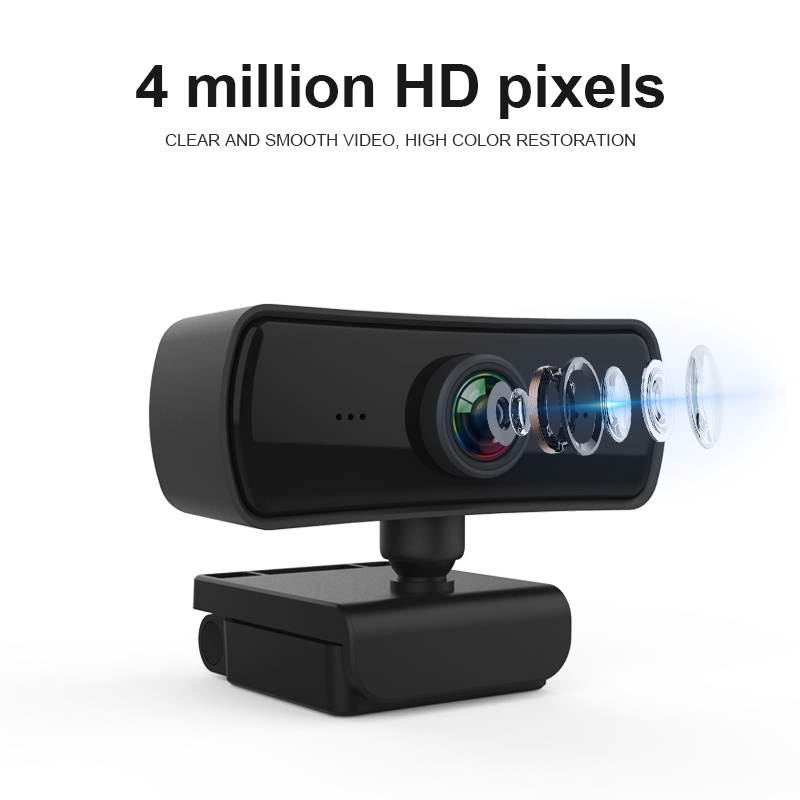 Pixels 2K Resolution Auto Focus HD 1080P Webcam 360 Rotation For Live Broadcast Video Conference Work WebCamera With Mic USB Driver-free