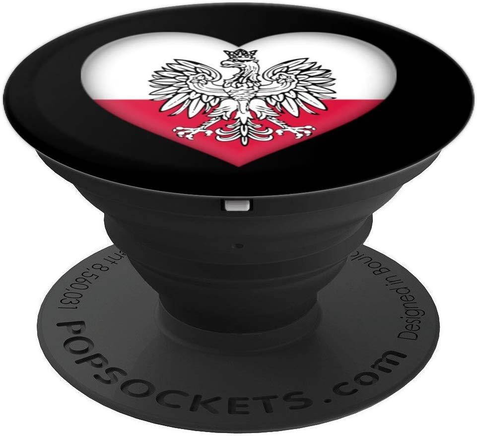 Polish Red White Flag Heart Eagle Pride Poland Dyngus Day PopSockets Grip and Stand for Phones and Tablets