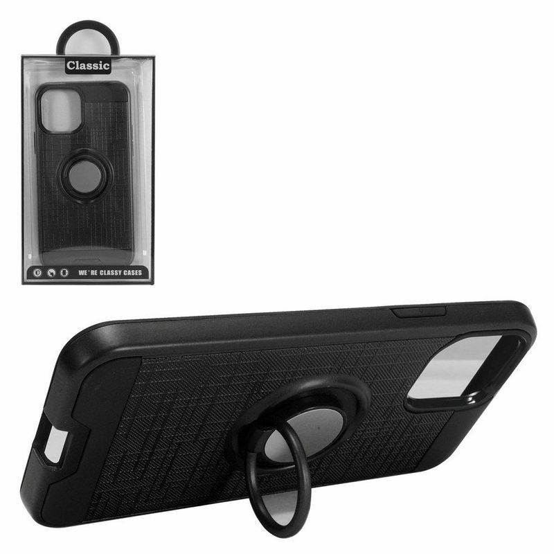 For  iPhone 11 Pro Max Black Hard TPU Hybrid Brushed Case Cover w/stand