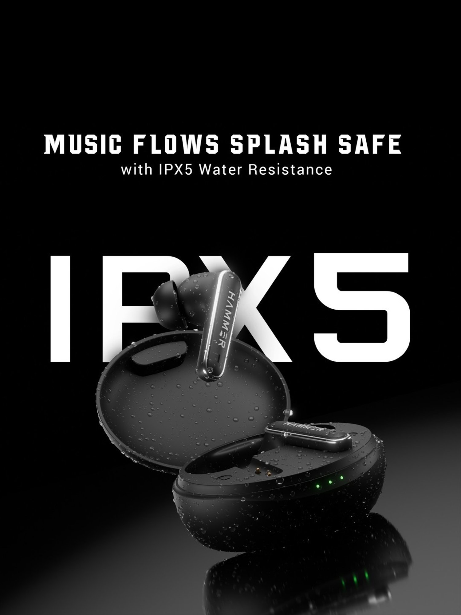 Hammer Airflow Lit in-Ear Earbuds with Upto 20H Playtime,Touch Controls (Black, True Wireless)