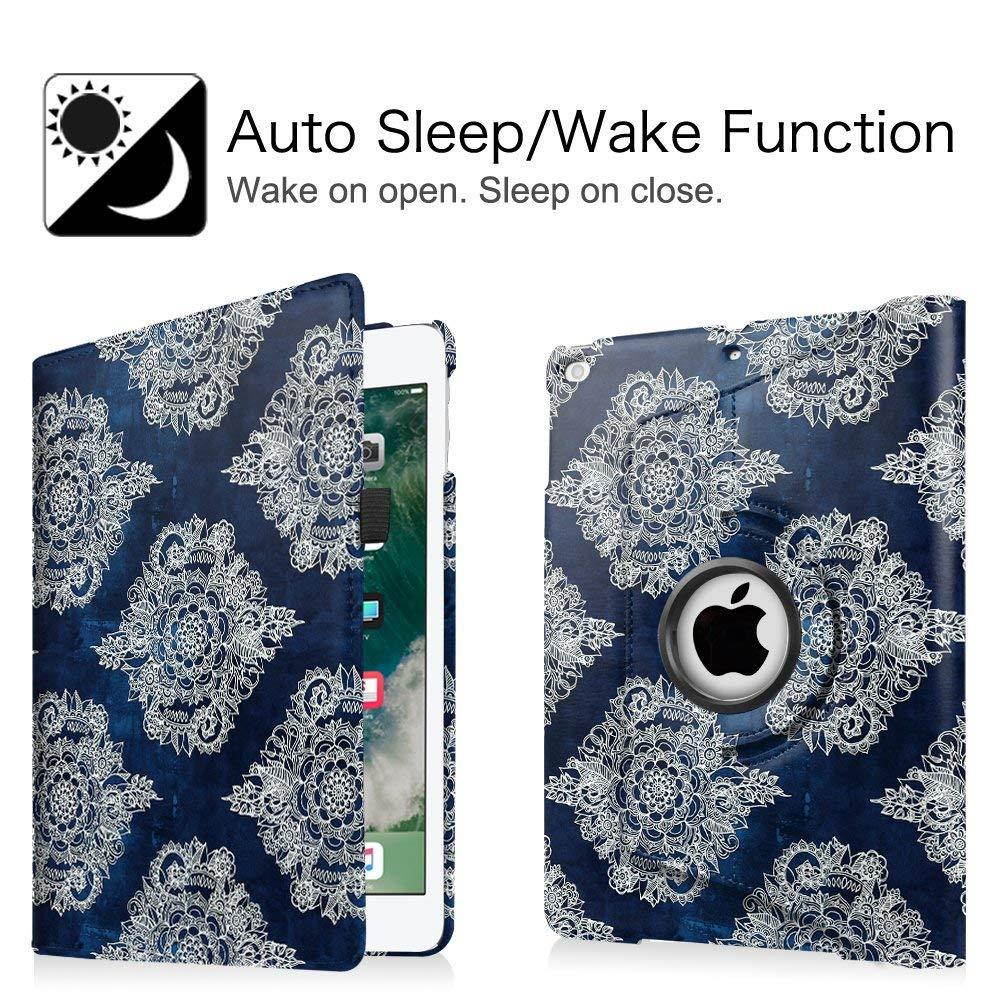 Fintie iPad 9.7 inch 2018 2017 / iPad Air Case - 360 Degree Rotating Stand Protective Cover with Auto Sleep Wake for Apple iPad 9.7" (6th Gen, 5th Gen) / iPad Air 2013 Model, Indigo Dreams
