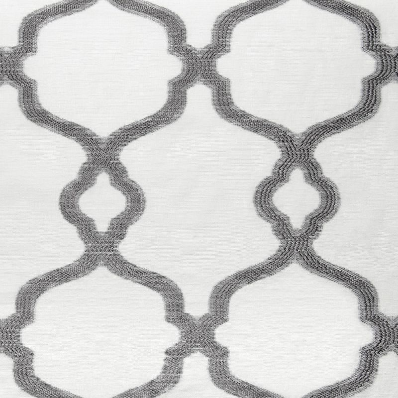 Set of 2 (108"x54") Muse Geometric Textured Jacquard Linen Sheer Rod Pocket Window Curtain Panel Silver - Exclusive Home