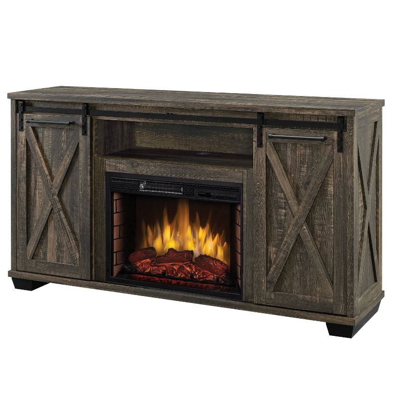 60" Rivington Infrared Media Electric Fireplace Rustic Brown - Muskoka