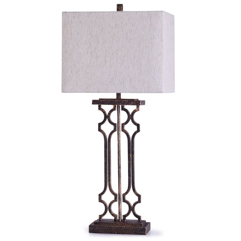 Lattice Table Lamp with Rectangle Shade Bronze - StyleCraft