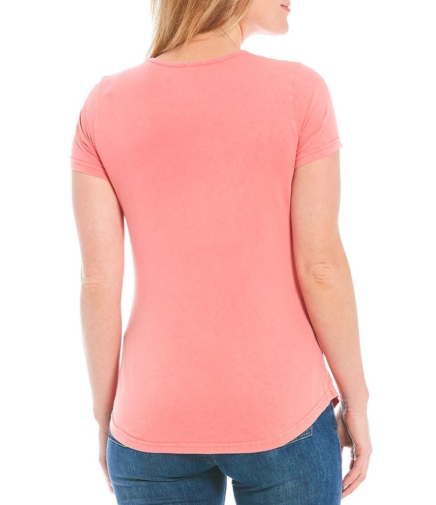 Reba Ariel Short Sleeve Jewel Neck Embellished Tee