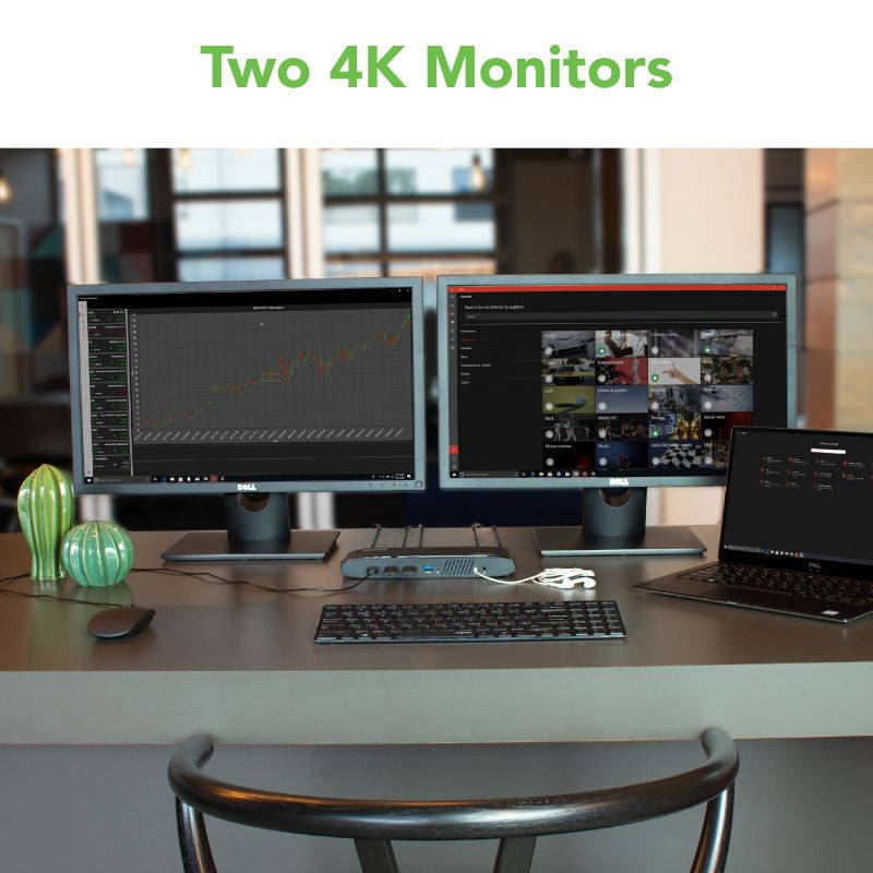 Plugable USB 3.0 Dual 4K Display Horizontal Docking Station with DisplayPort and HDMI for Windows and Mac (Dual 4K DisplayPort & HDMI, Gigabit Ethernet, Audio, 6 USB Ports)