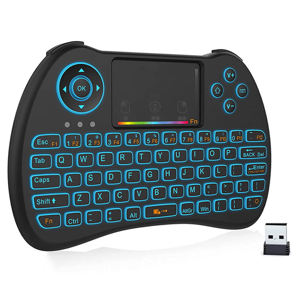 H9 Wireless Mini Keyboard with Touchpad Mouse, RGB Colorful Backlit RGB, 2.4G Remote with Mouse Touchpad Combos, Rechargeable Handheld Remote for PC, Pad, Xbox, Android TV Boxes, KODI, iptv, and More