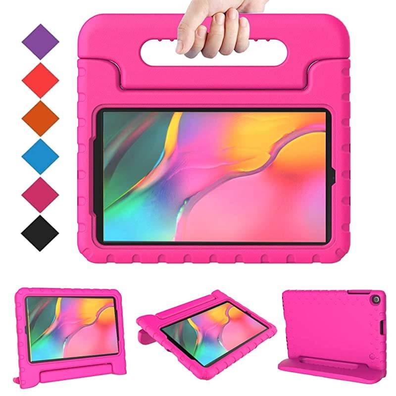 Kids Case for Samsung Galaxy Tab A 10.1 (2019) SM-T510/T515, Shockproof Light Weight Protective Convertible Handle Stand Kids Proof Case for Galaxy Tab A 10.1 Inch 2019 Release - Rose