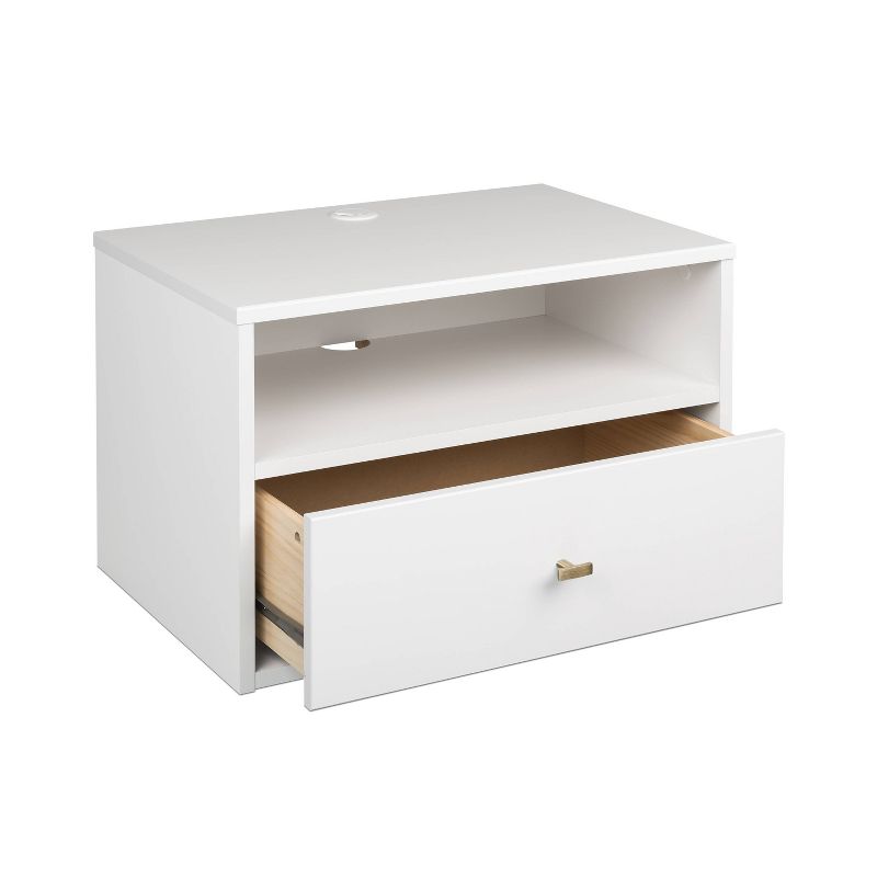 Floating 1 Drawer Nightstand with Open Shelf White - Prepac