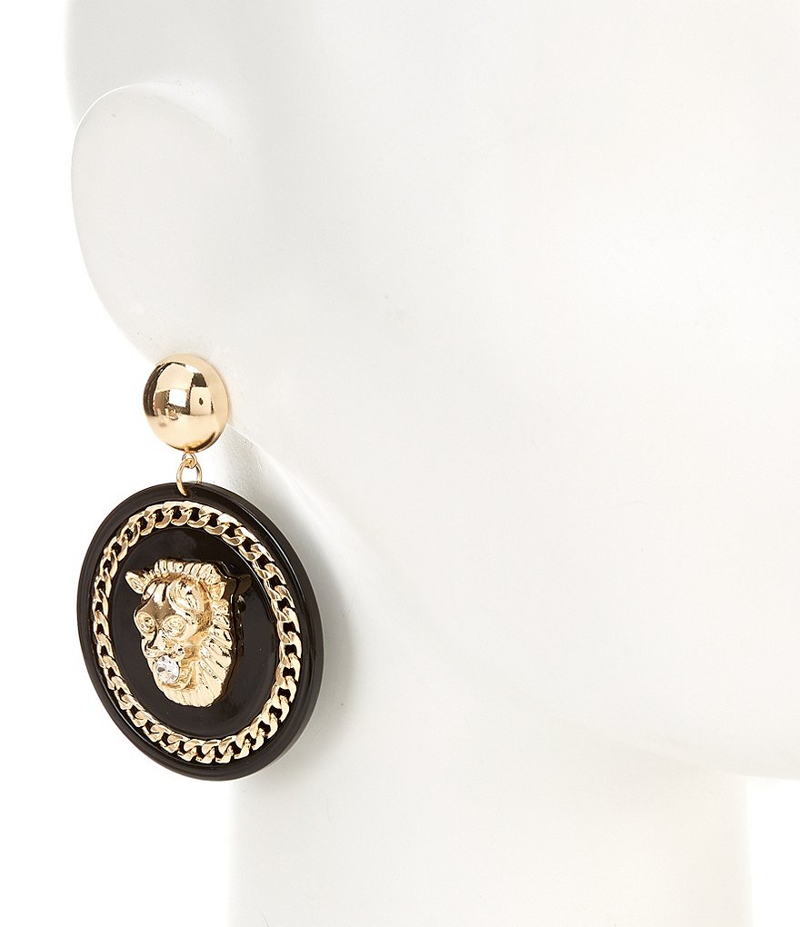 Natasha Accessories Lion Drop Earrings