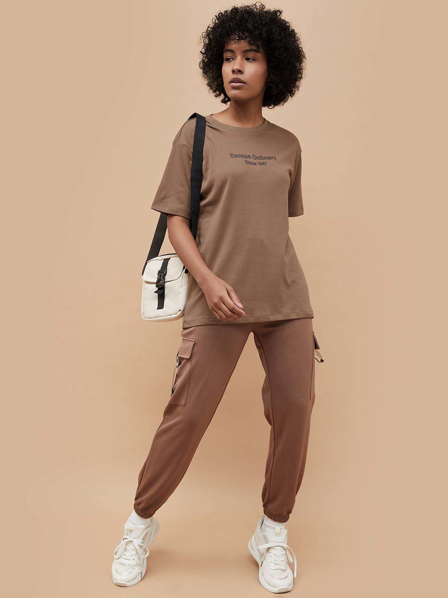 KAPPA Brown Cotton Printed Sports T-Shirt