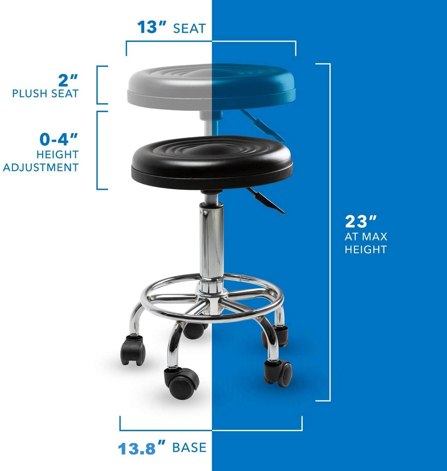 HOMEMAXS Round Swivel Stool Chair, Rolling Drafting Stool Chair with Height Adjustable Base for Office and Massage Spa Medical Salon Tattoo Beauty Barber (Black)