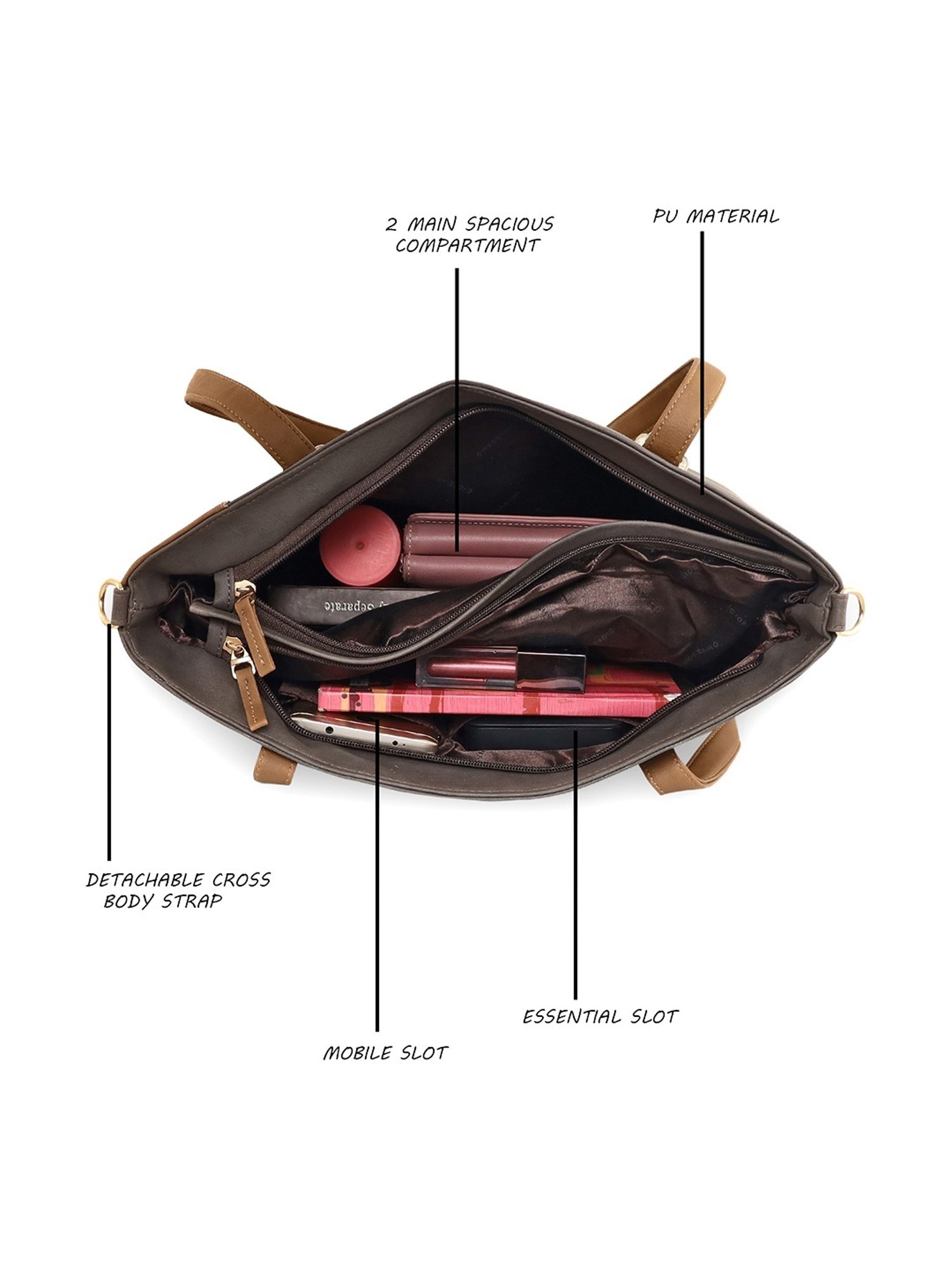 Giordano Grey Color Block Medium Shoulder Handbag