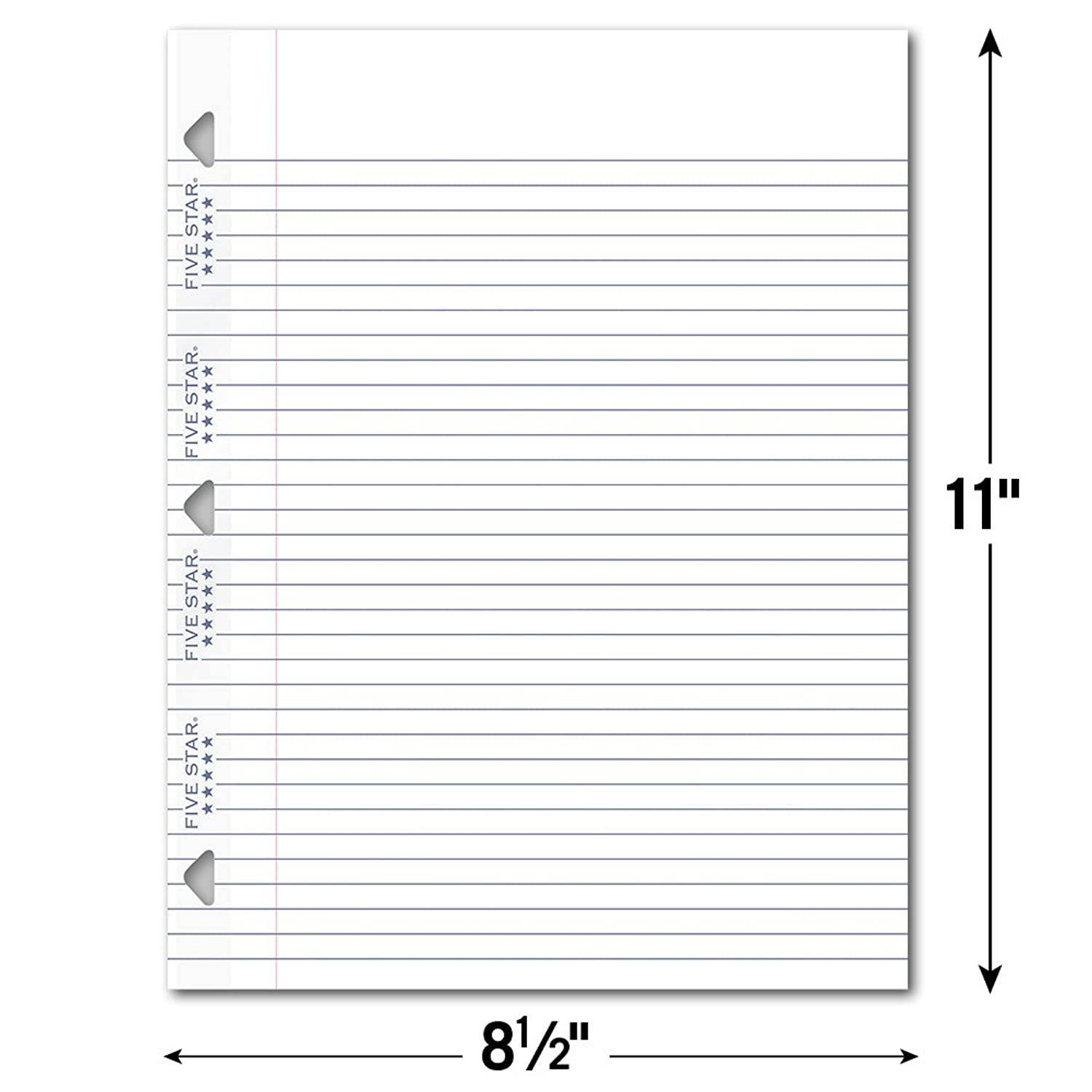 Five Star Filler Paper, College Ruled, Reinforced, Loose Leaf Paper, 11 x 8.5", 100 Sheets/Pack Pack Of 3, 17010