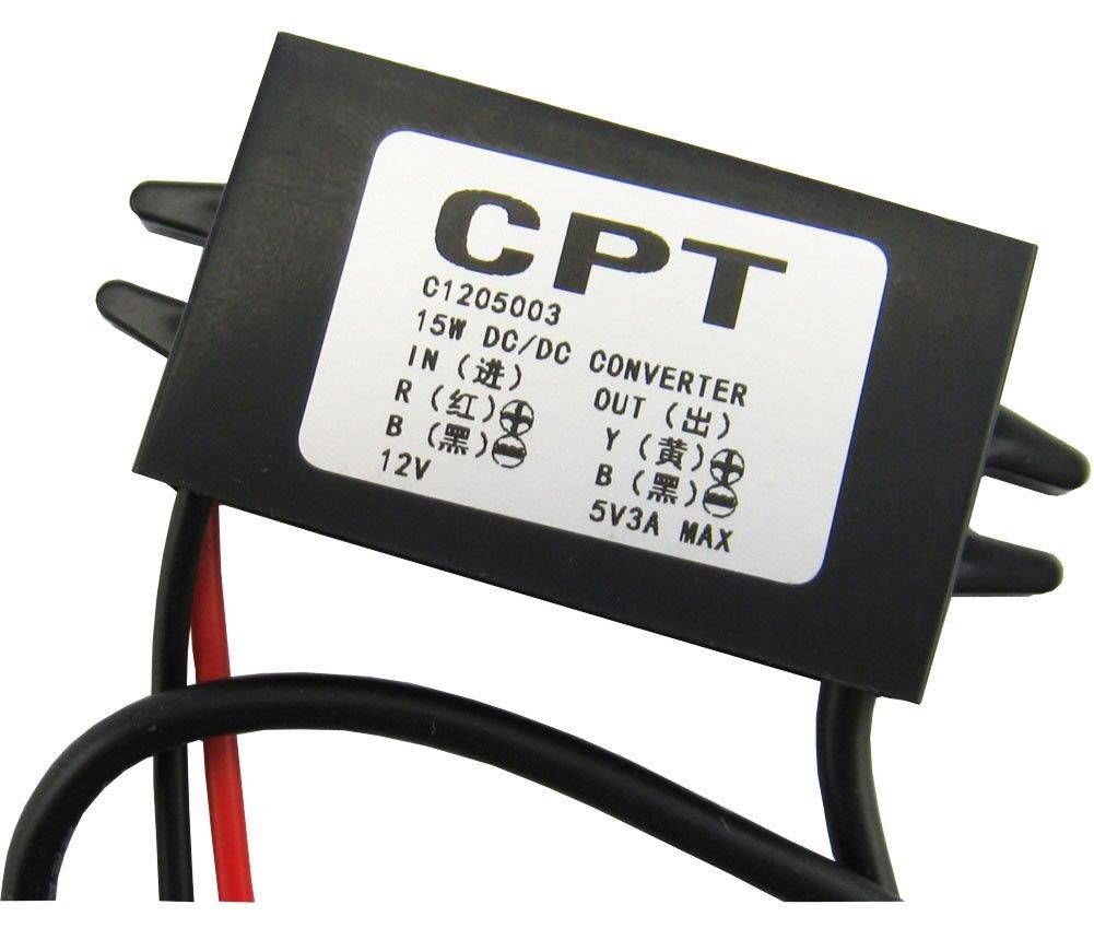 Yeeco Waterproof DC DC Buck Converter Voltage Regulator 8-22V to 5V 3A/15W Power Adapter 12V to 5V Right Bend MICRO USB Cable Connector Power Supply Volt Regulated Converters Transformer