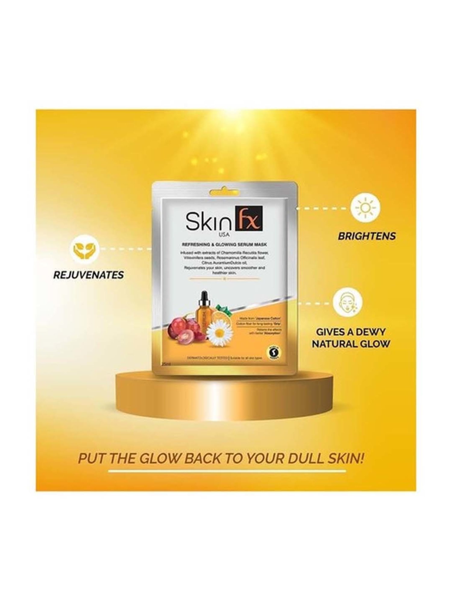 Skin Fx Lightening, Detan, Refreshing and Glowing Facial Serum Mask - Pack of 2