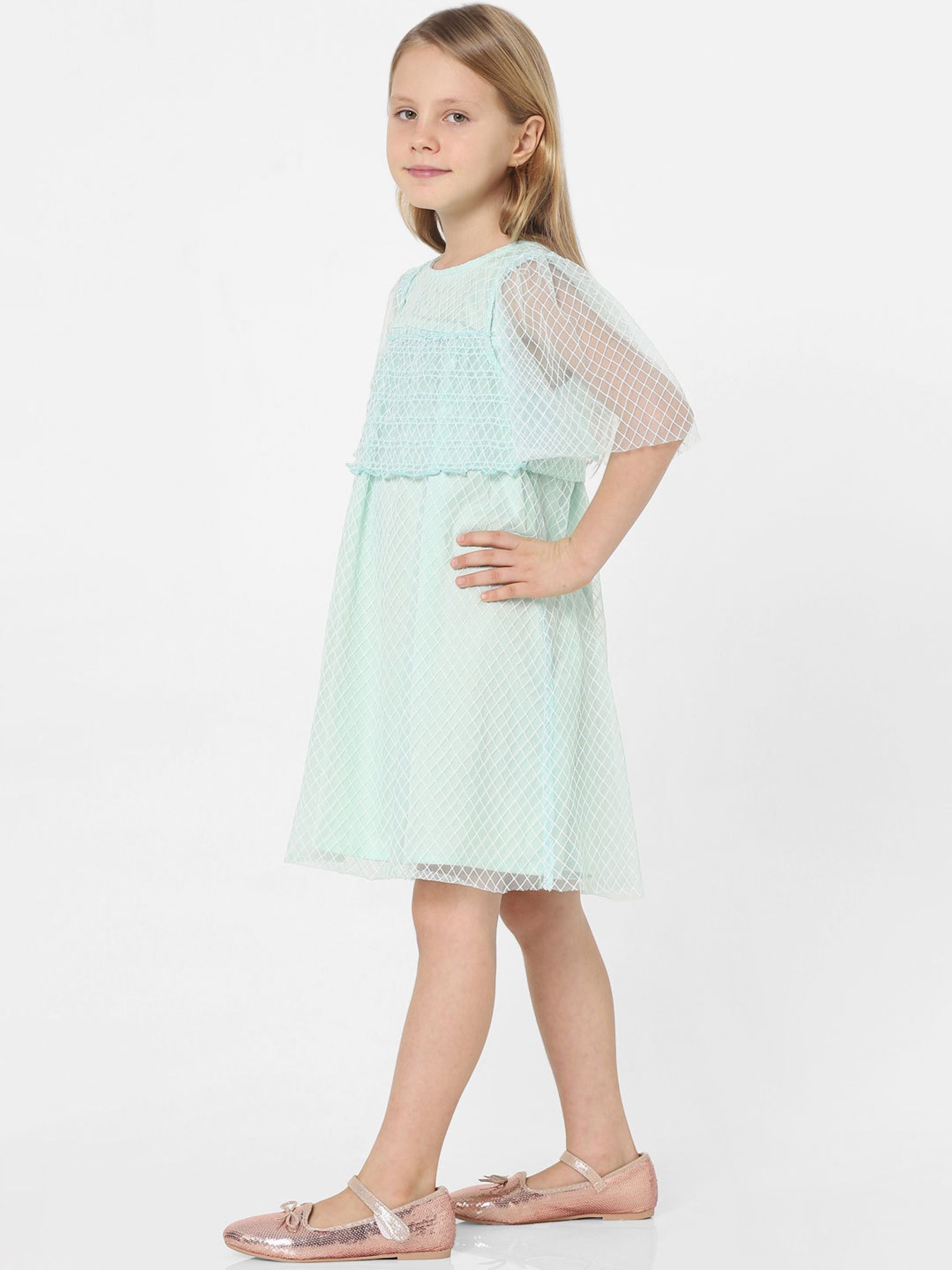 KIDS ONLY Green Self Design Dress