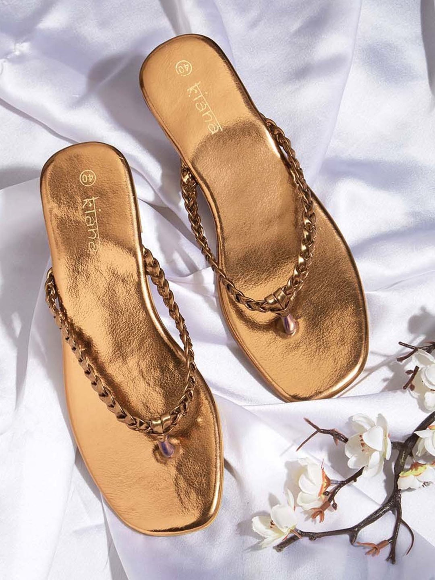 Kiana Women's Gold Thong Sandals