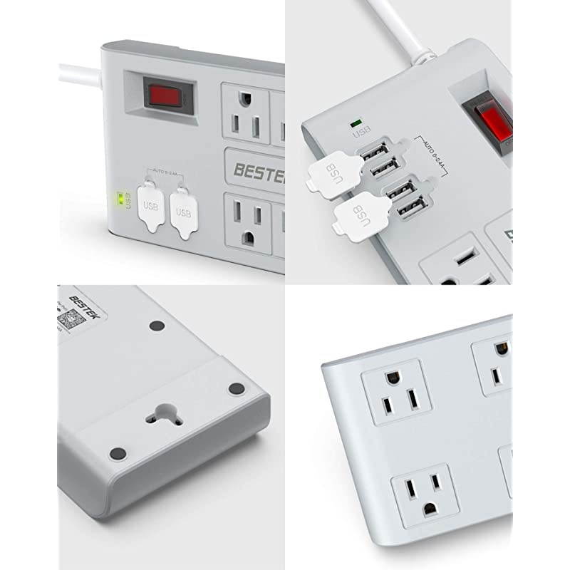 8Outlet 6 Ft Extension Cord Power Strip with USB 15A 1875W Surge Protector with 5V 42A 4 USB Charging Port Desktop Charging Station600JouleUltraCompact Wide Spaced Outlet for Large Adapter